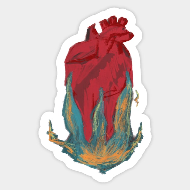 Heart on fire Sticker by your.arttell.store